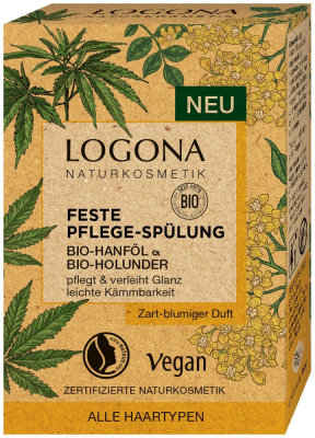 LOGONA Твердый кондиционер с био коноплей и бузиной 60 г